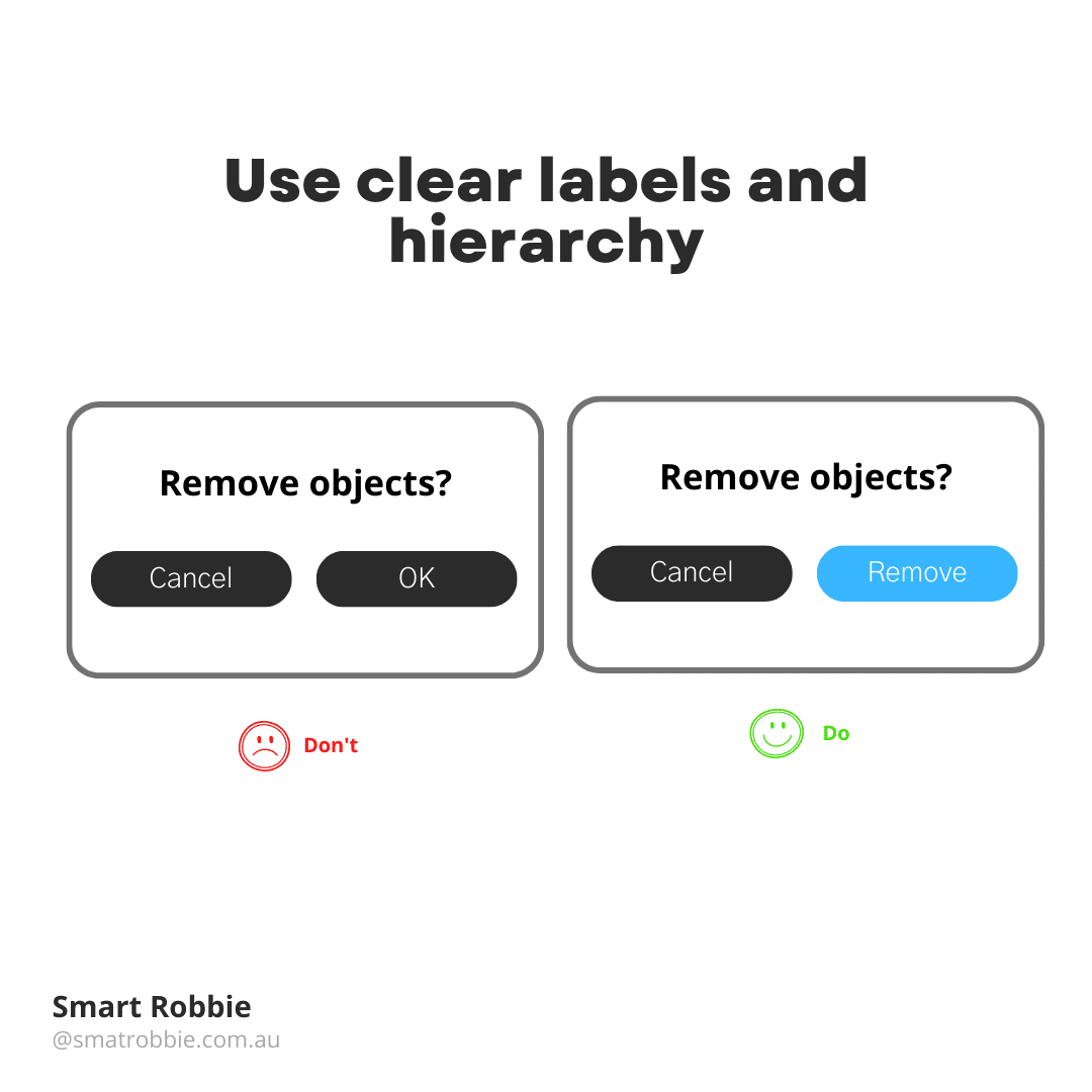 use clear button labels